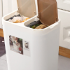 家用客厅厨房干湿分离分类垃圾桶手按双盖塑料垃圾桶可送分类标签