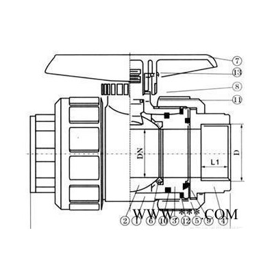 上海申欧通用塑料阀门厂Q61F-6S-DN20 FRPP增强聚丙烯焊接球阀