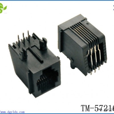 定制批发RJ11电话插座 扁针镀金全塑PBT 网络插座RJ11