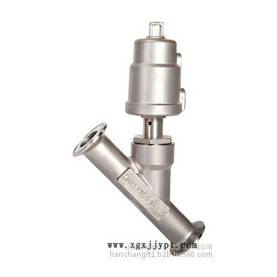 全不锈钢卡箍式气动角座阀--适用温度：PTFE：-30℃～180℃