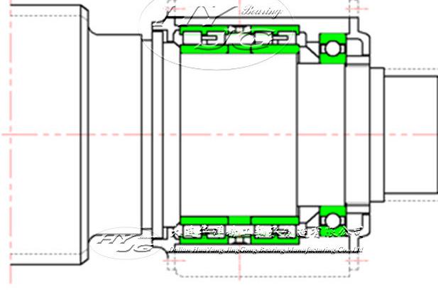 工作辊驱动端轴承装置（深沟球轴承+四列圆柱滚子轴承