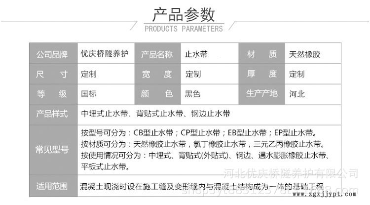 中埋式橡胶止水带 钢板止水带黑色橡胶止水带批发示例图5