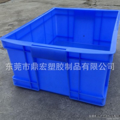 耐摔抗冲击PE塑料箱 餐具物流运输塑胶箱 蓝色底部加强筋周转