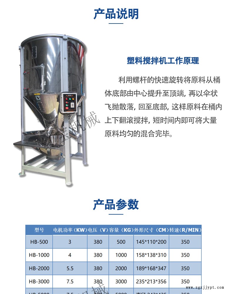 塑料颗粒搅拌机 手提塑料袋专用1000KG塑料颗粒搅拌机  不锈钢制作 厂家批发示例图3