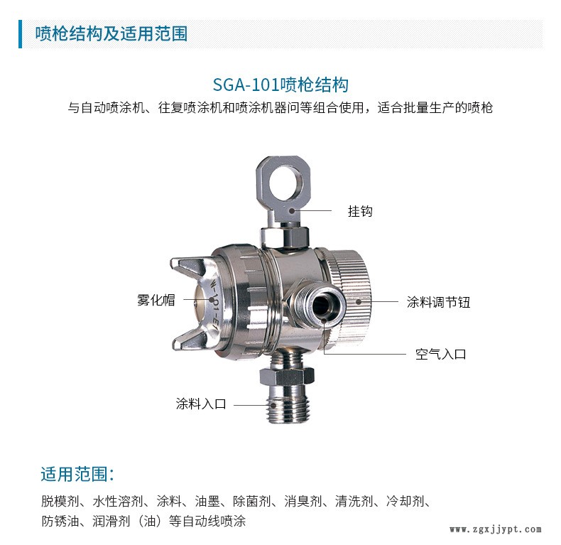 日本岩田喷枪 油漆喷枪 SGA-101 脱模剂自动喷枪 简易自动喷漆枪示例图3