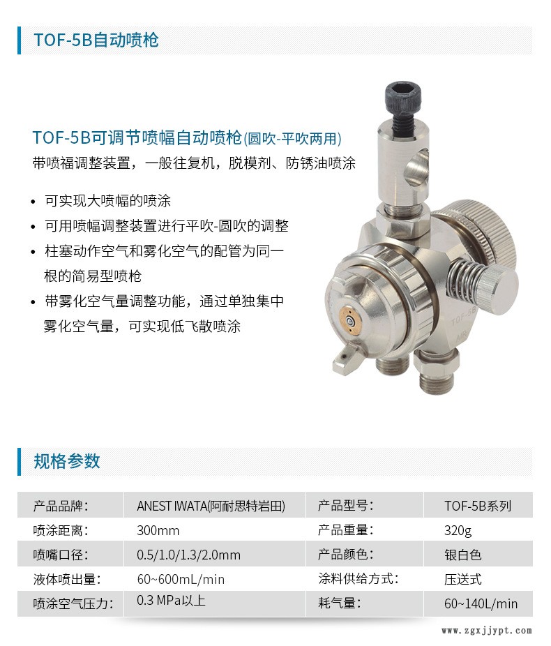 日本岩田自动喷枪 TOF-5B-05脱模剂喷枪 液体喷漆枪 自动喷漆枪示例图2