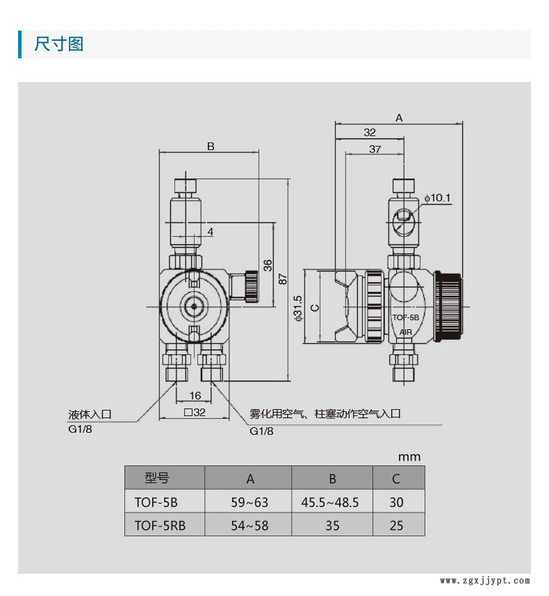 日本岩田自动喷枪 TOF-5B-05脱模剂喷枪 液体喷漆枪 自动喷漆枪示例图3